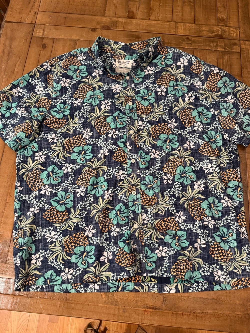 reyn spooner Navy Tropical Pineapple Floral Button-Down Shirt